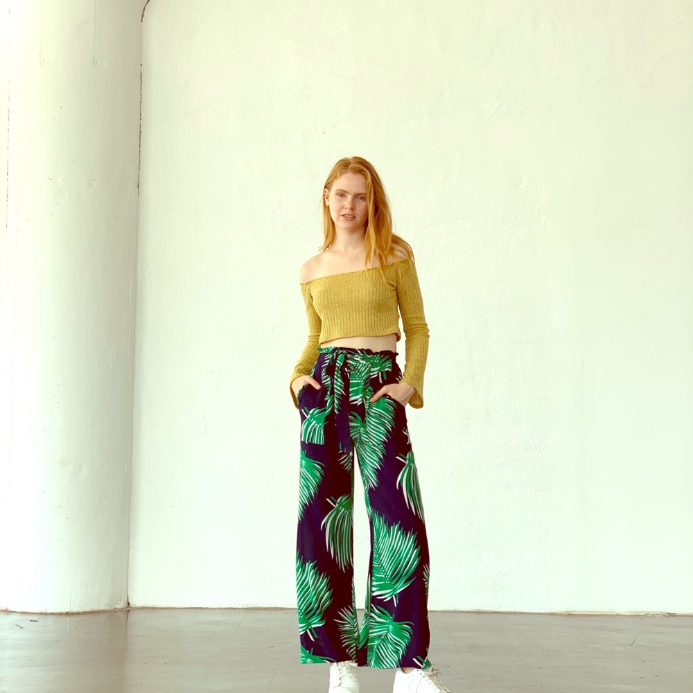 Palm Print Pants
